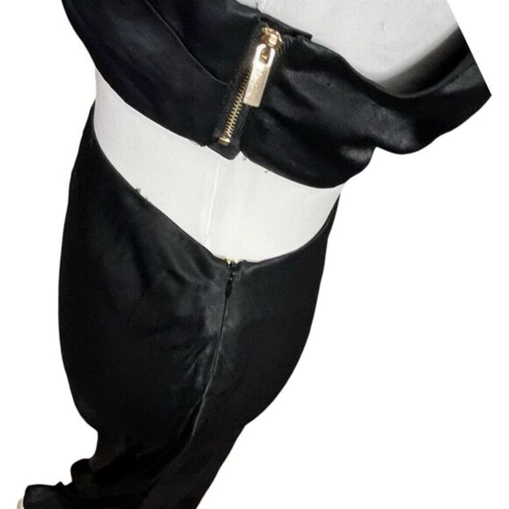 Meshki Clementine One Shoulder Maxi Dress‎ Women’s Size Large Black Satin Cutout - Picture 6 of 9